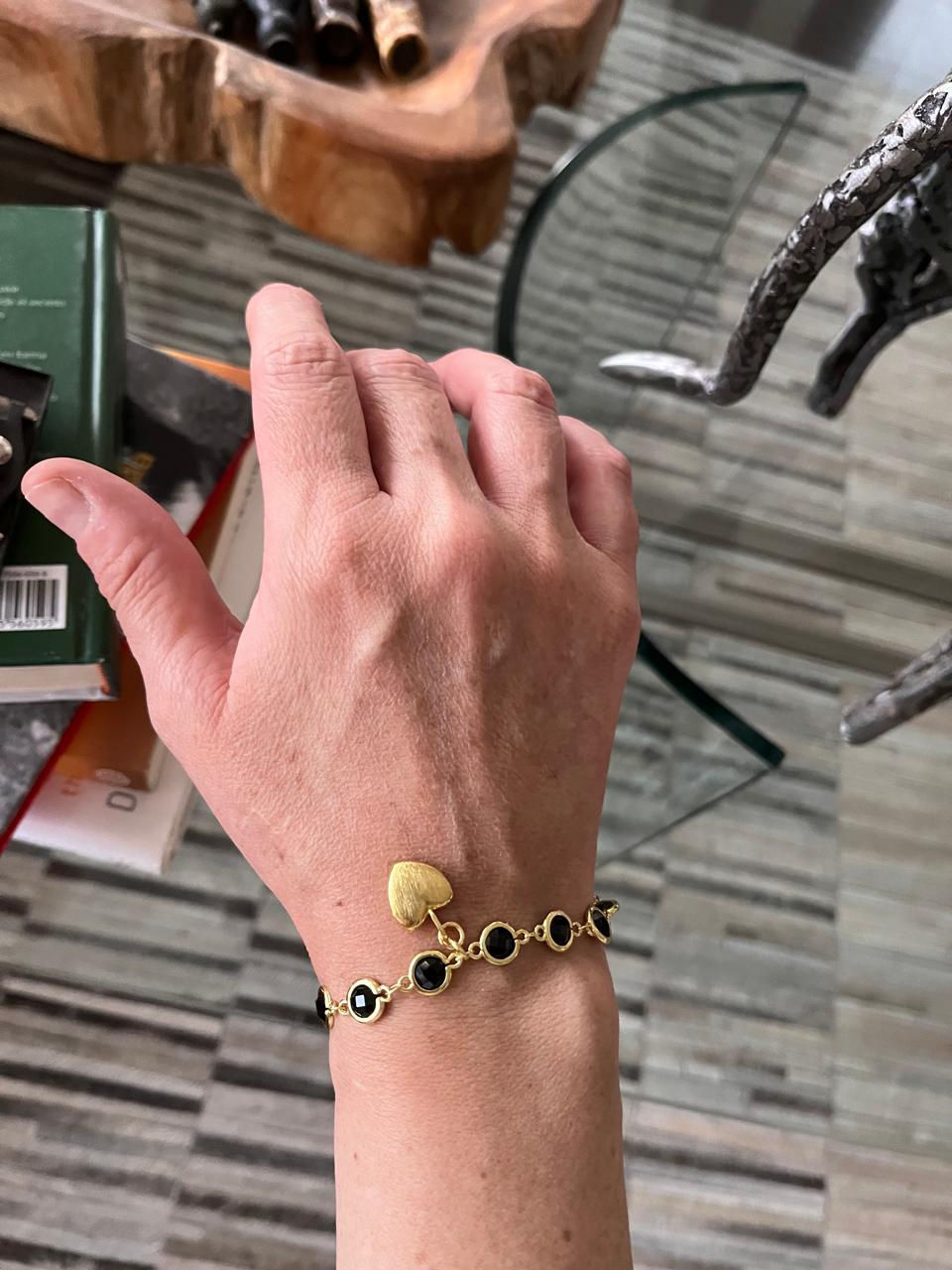 Miniatura: Pulsera Gold Circones Negro Corazón