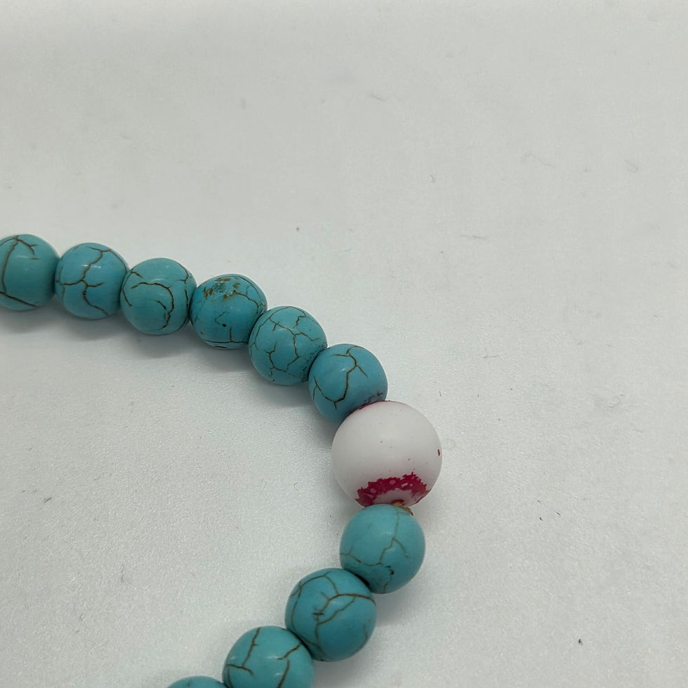 Miniatura: Turquoise Stretch Beaded Bracelet With Black and White Focal Beads