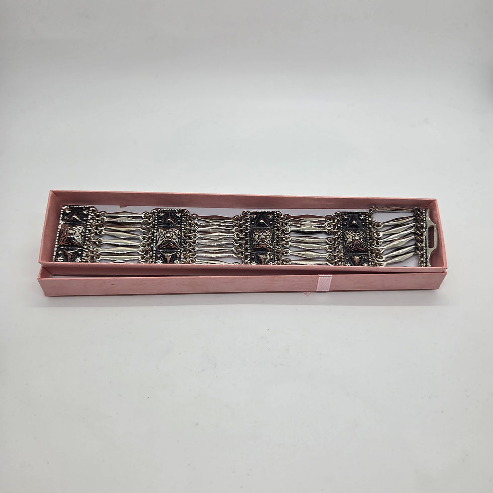 Miniatura: Mexican Taxco Sterling Silver Panel Link Aztec/Mayan Designed Bracelet
