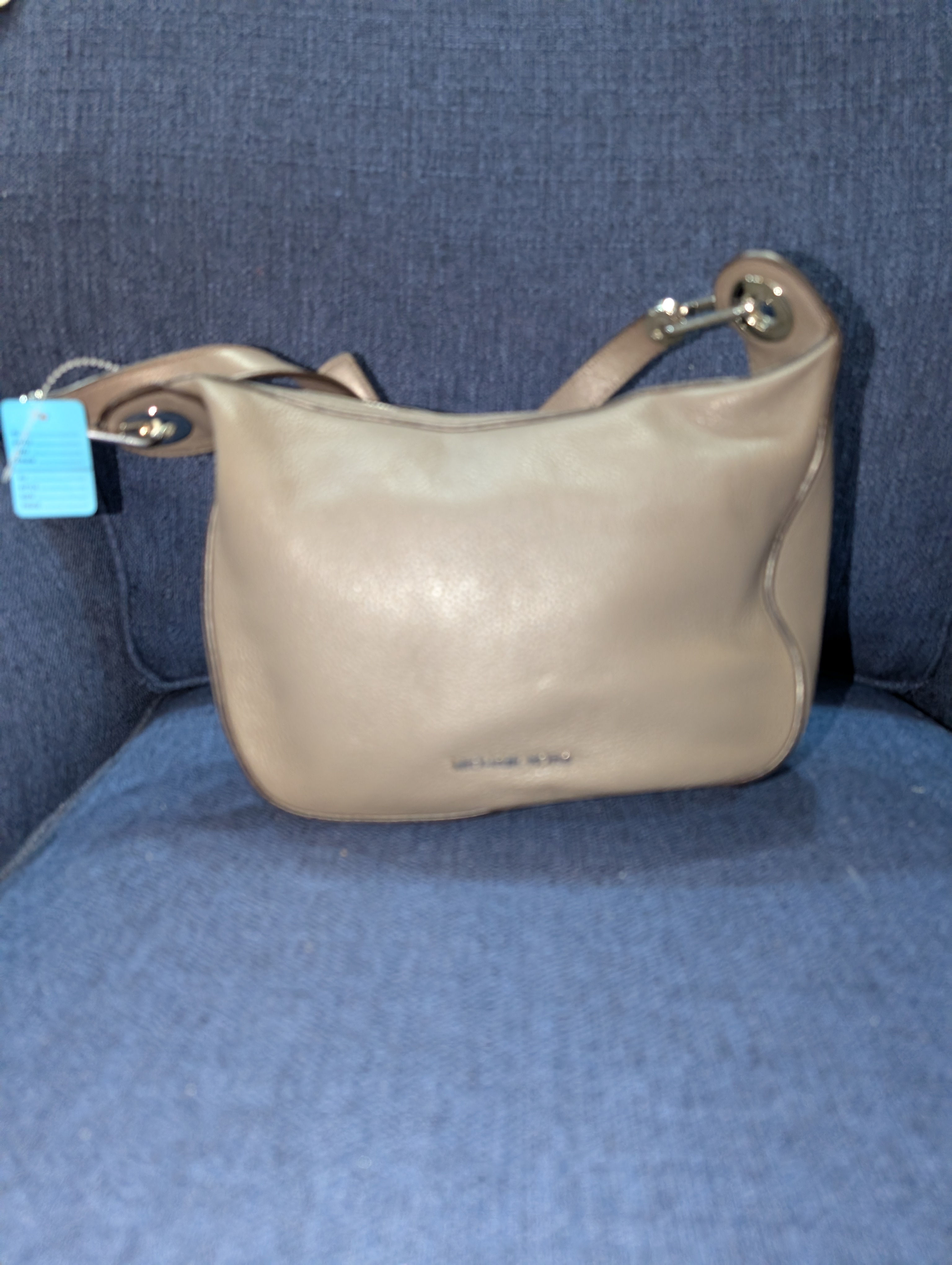 Micheal Kors Nolita Large Pebble Leather Hobo Shoulder Bag Light Sand Color 