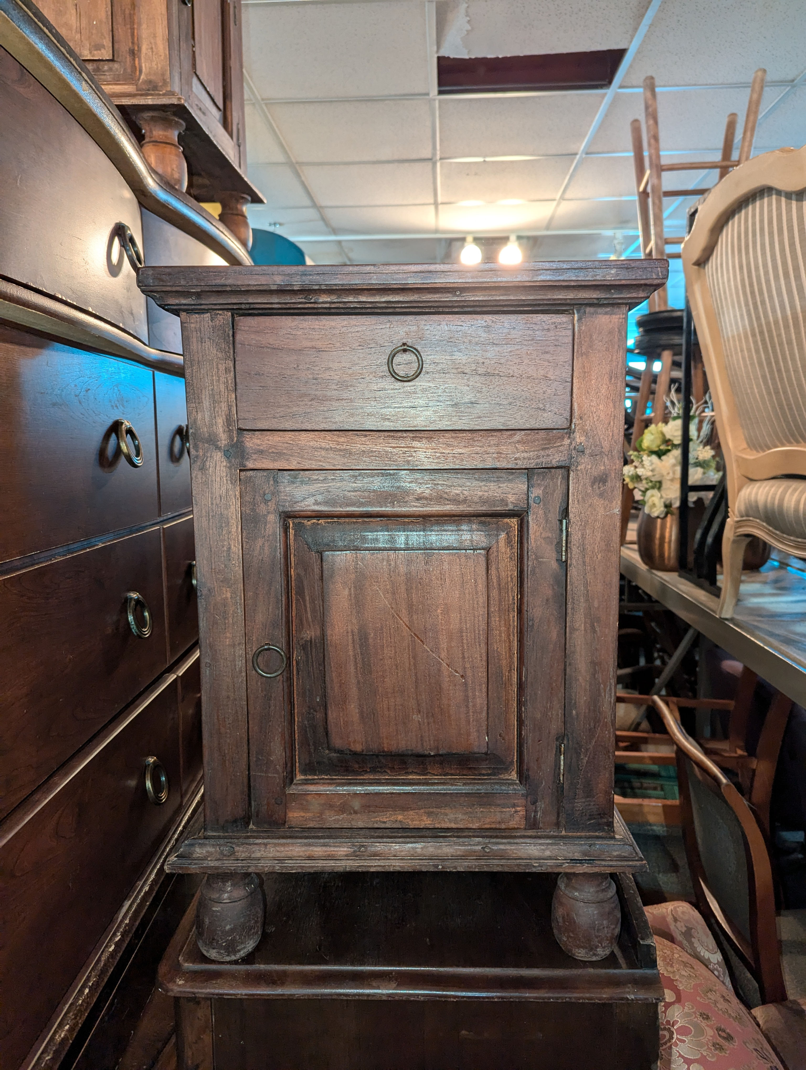 19th Century 1 Drawer Storage Cabinet Stand  #1-2