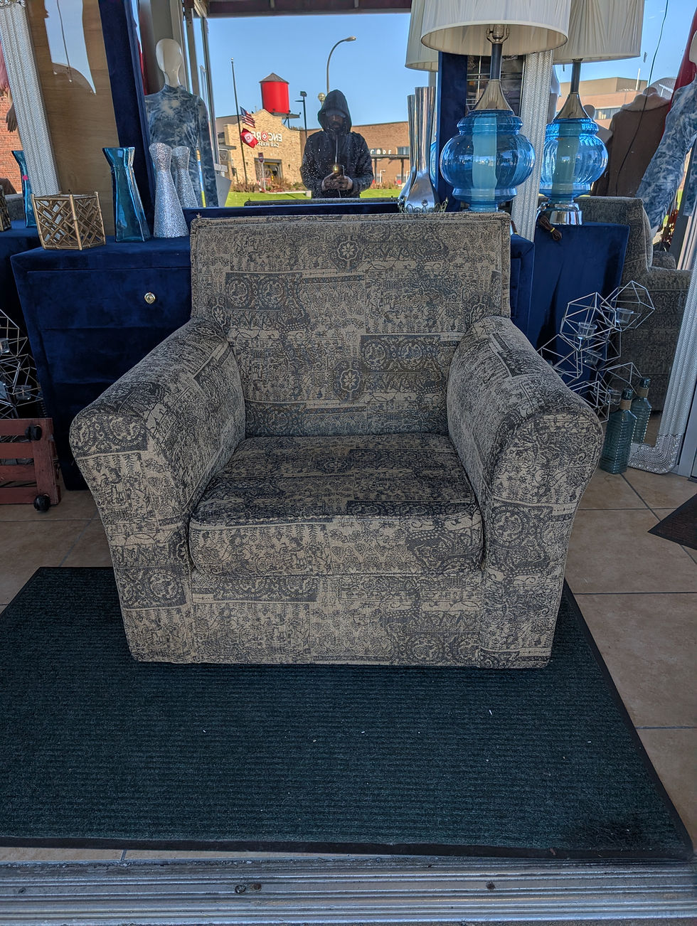 Upholstered Accent Chair With Patch Work 