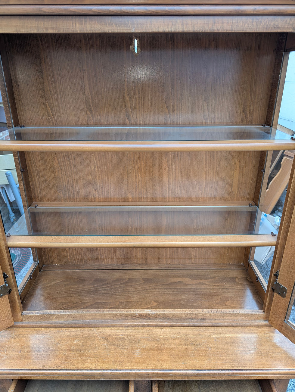 Miniatura: Vintage Oak China Cabinet Hutch With  2 Drawers & Glass Cabinet Doors 