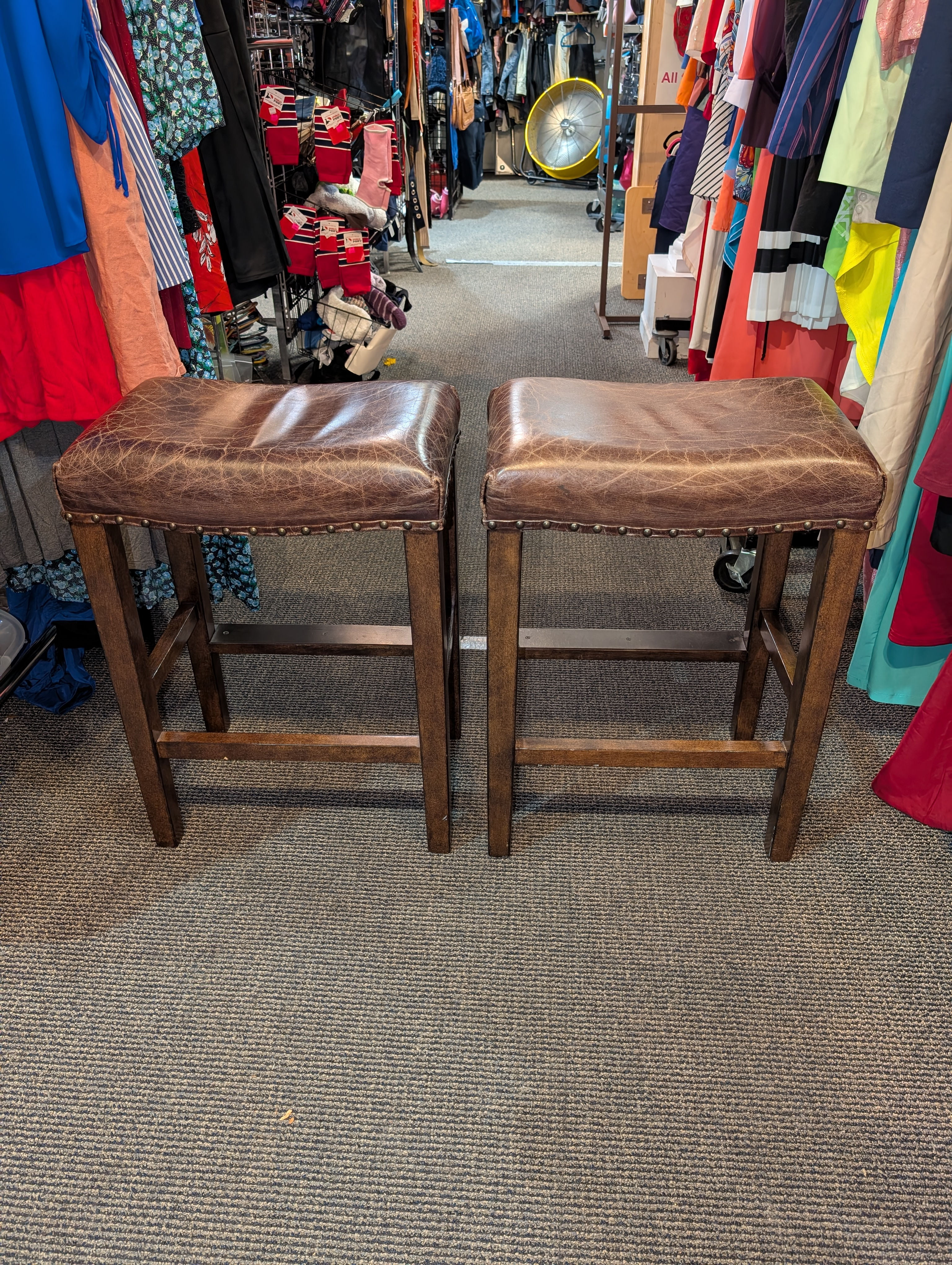 Leather Pottery Barn Manchester Stool #1-2