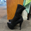 Thumbnail: Designer Black Leather High Heels Sz 38
