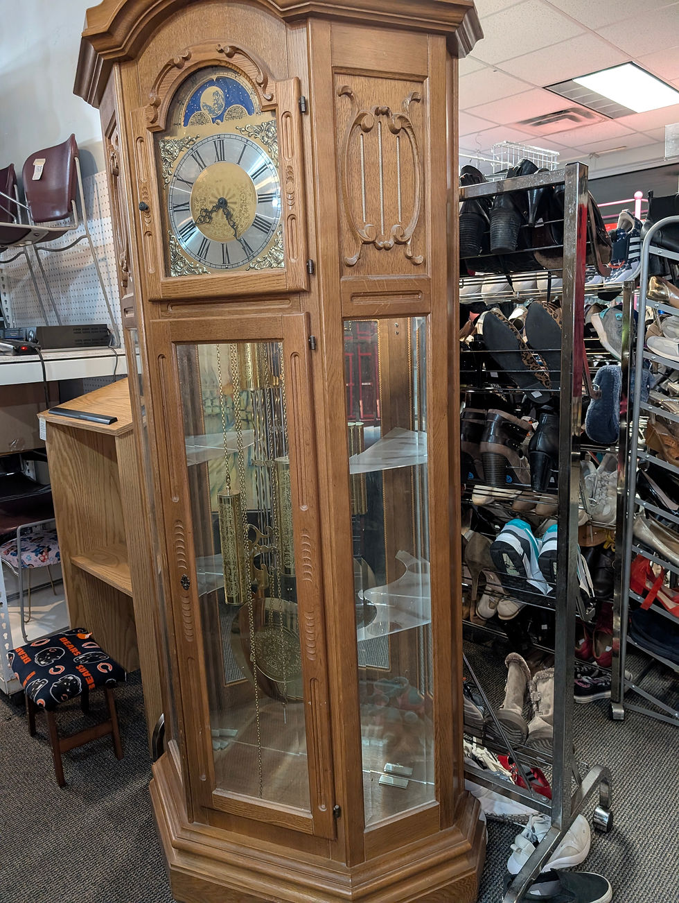 Miniatura: Howard Miller Triple Chime Golden Oak Grandfather Clock 