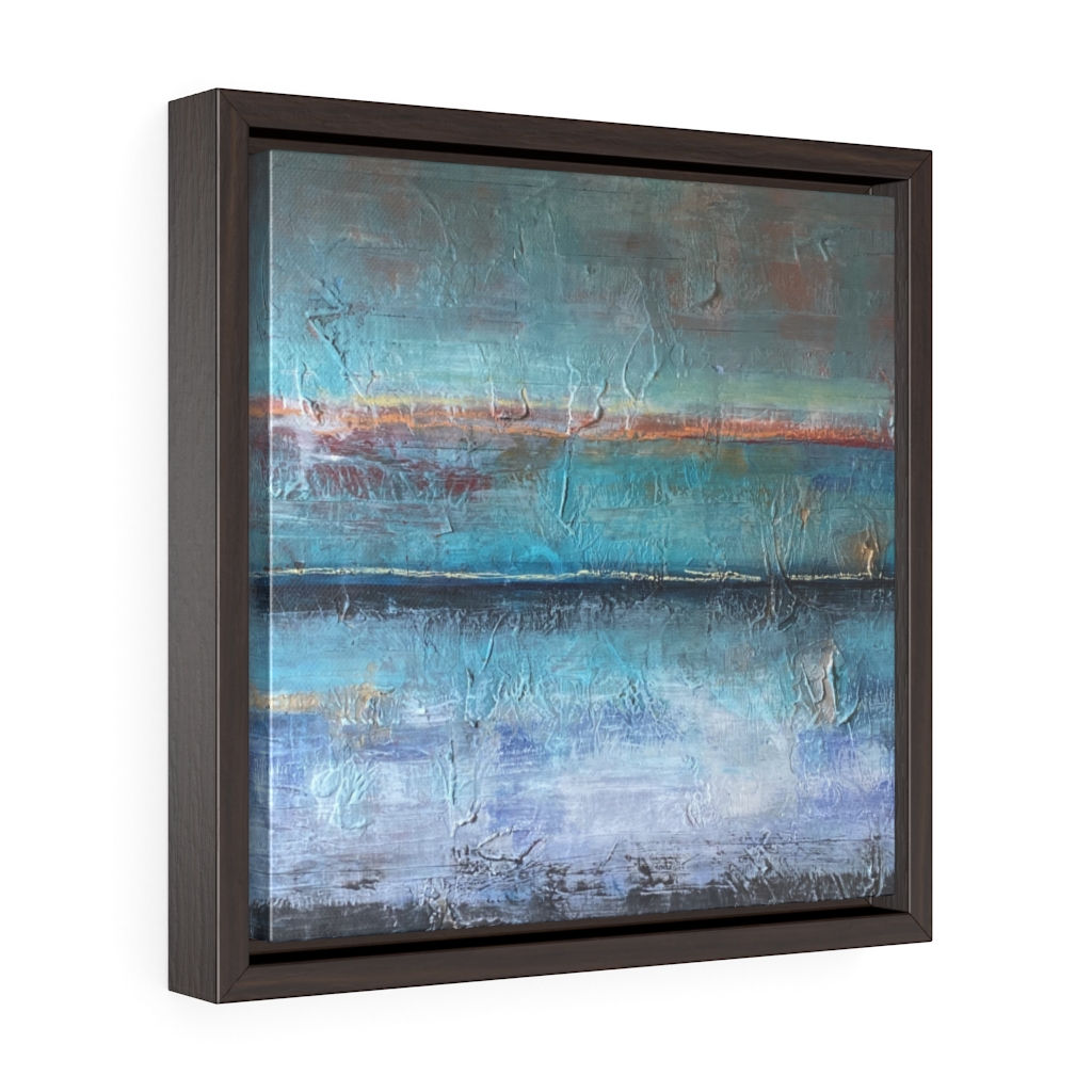 Big Blue Square Framed Premium Gallery Wrap Canvas