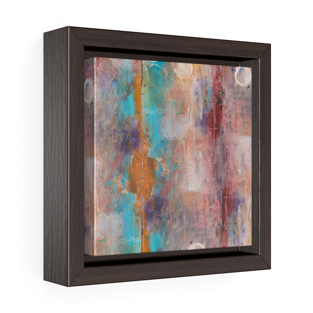 TH | Tiny Circles Blue & Pink Square Framed Premium Gallery Wrap Canvas
