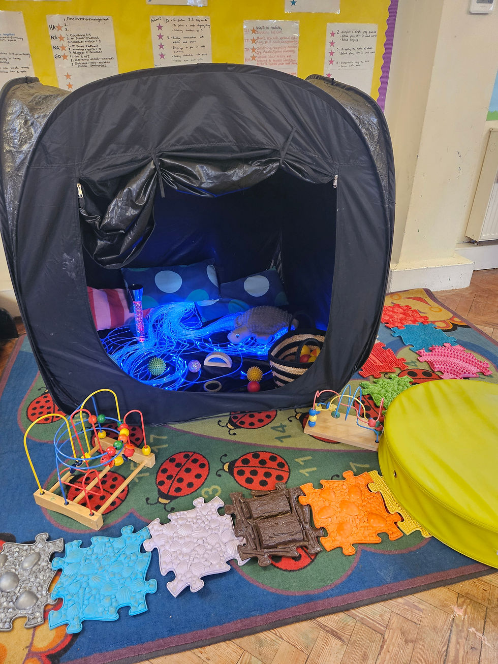 Sensory play tent with blue lights at SM2 preschool Sutton