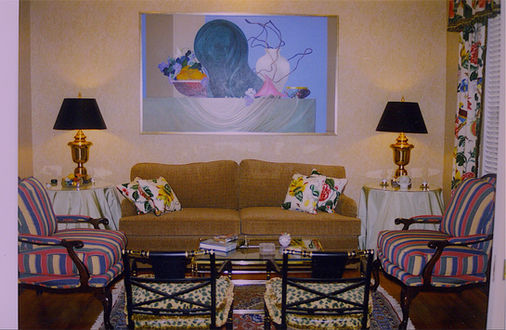 Frederick Cooper lamps, caramel chenille, Stroheim & Roman fabrics, Brunschwig & Fils fabrics, silk table skirts, Schumacher fabrics, original artwork, botanicals, stripes, brush fringe