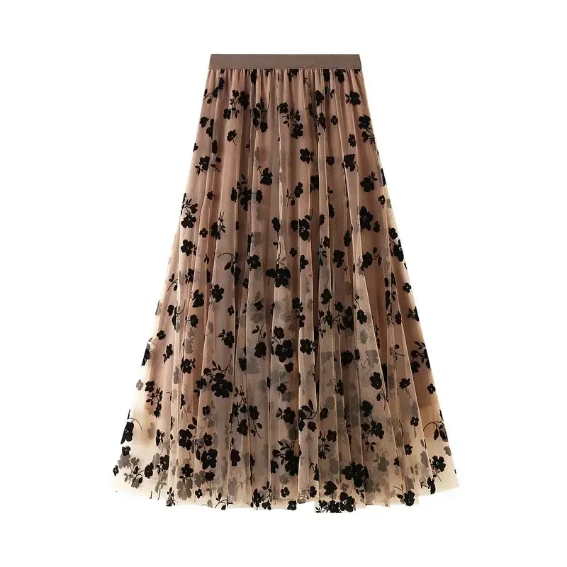 Elegant Bloom Pleated Maxi Skirt