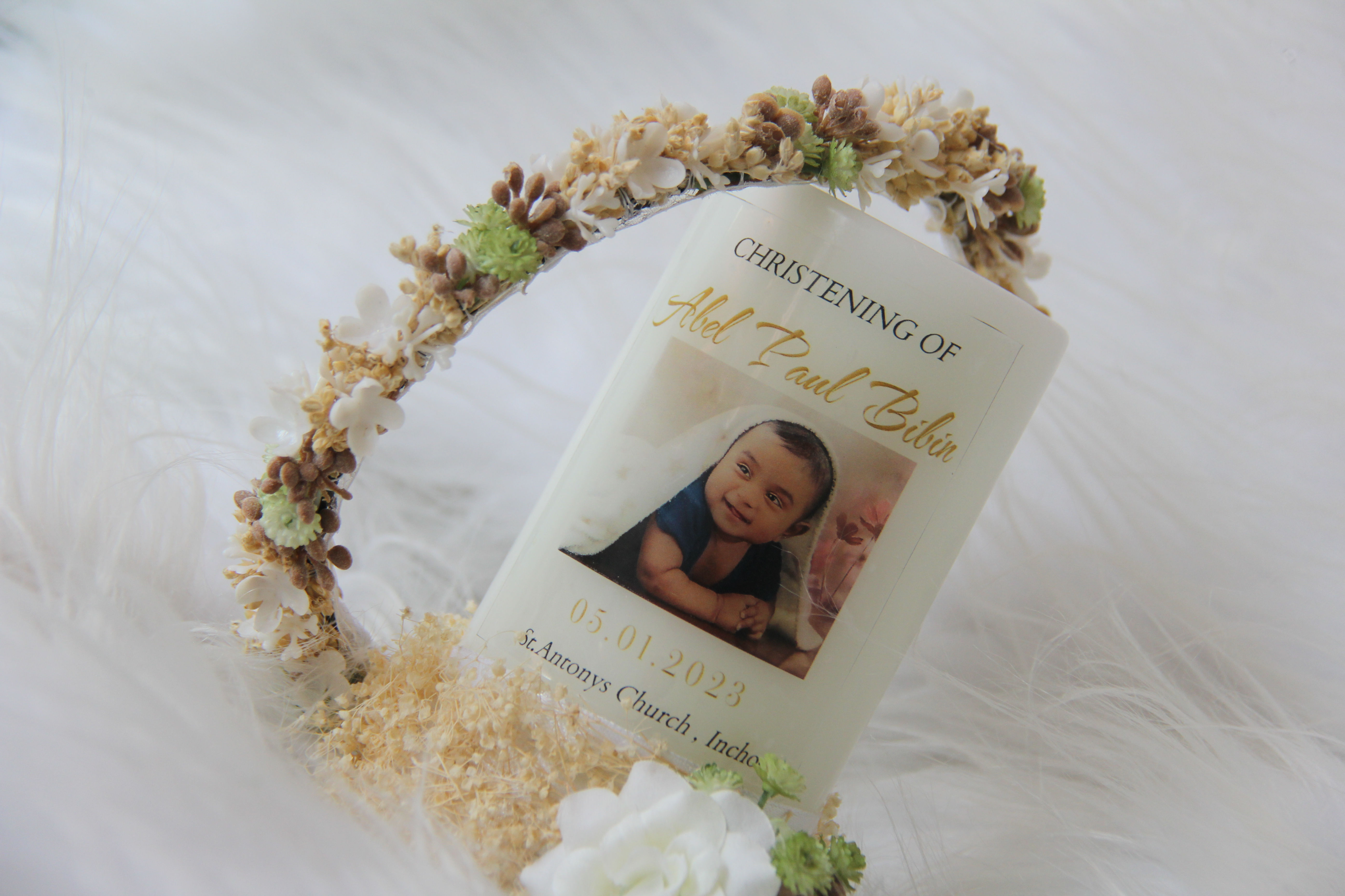 Photo Baptism Candle and Tiara combo