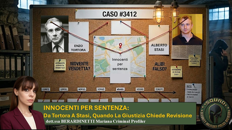 INNOCENTI PER SENTENZA: Da Tortora A Stasi, Quando La Giustizia Chiede Revisione (dr.ssa Mariana Berardinetti)
