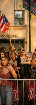 Crowd with Puerto Rican flag at street photography event