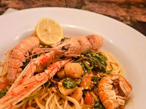 Elegant Christmas Dinner for Two: Prosecco & Tomato Spaghetti with Langoustine and Scallops