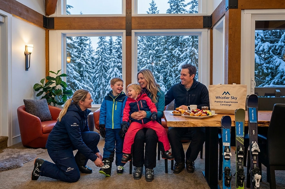 Whistler Sky Premium Experiences Concierge will make arrangements to get your family fitted with ski equipment with the Whistler Blackcomb team at Northern Lights 42.