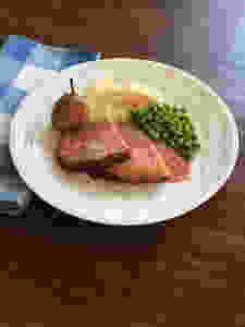 Cardamon-Maple Ham with Seckel Pears