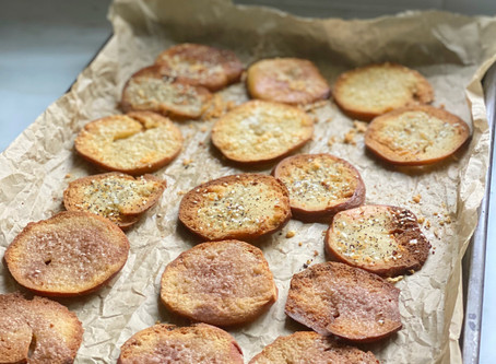 Bagel Chips Three Ways: Everything, Parmesan, & Cinnamon-Sugar