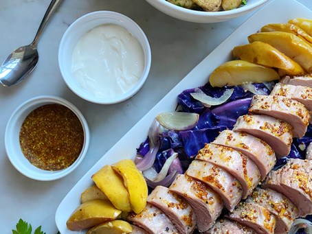 Pork Tenderloin Sheet Pan Dinner with Cabbage & Apples