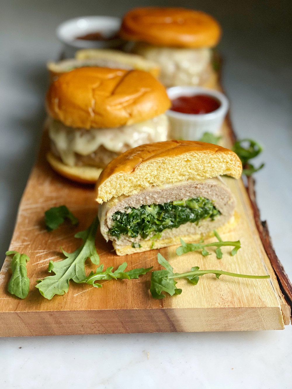 Spinach-Stuffed Turkey Burgers