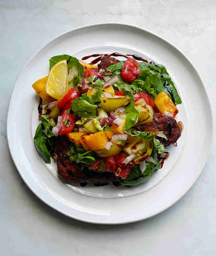 Chicken Milanese with Summer Heirloom Tomato Salad