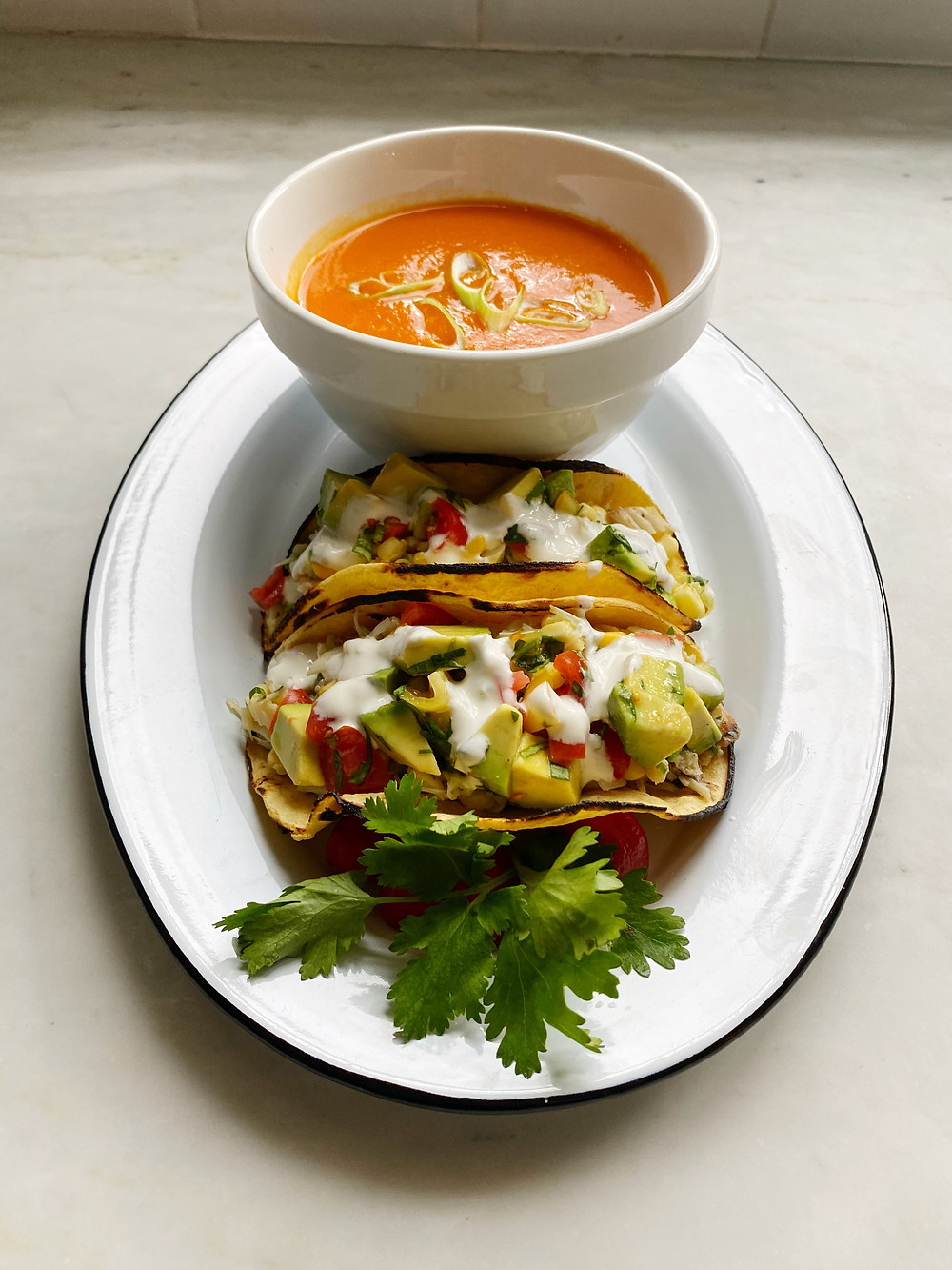 Crab & Corn Tacos with Avocado Salsa