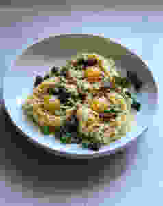 Carbonara Nests with Quail Eggs & Lardons