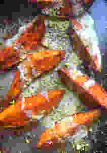 Roasted Sweet Potatoes with Pistachio Dukkah & Tahini
