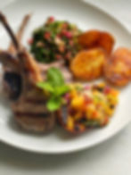 Grilled Lamb Chops with a Peach, Spring Onion & Honeycomb Relish
