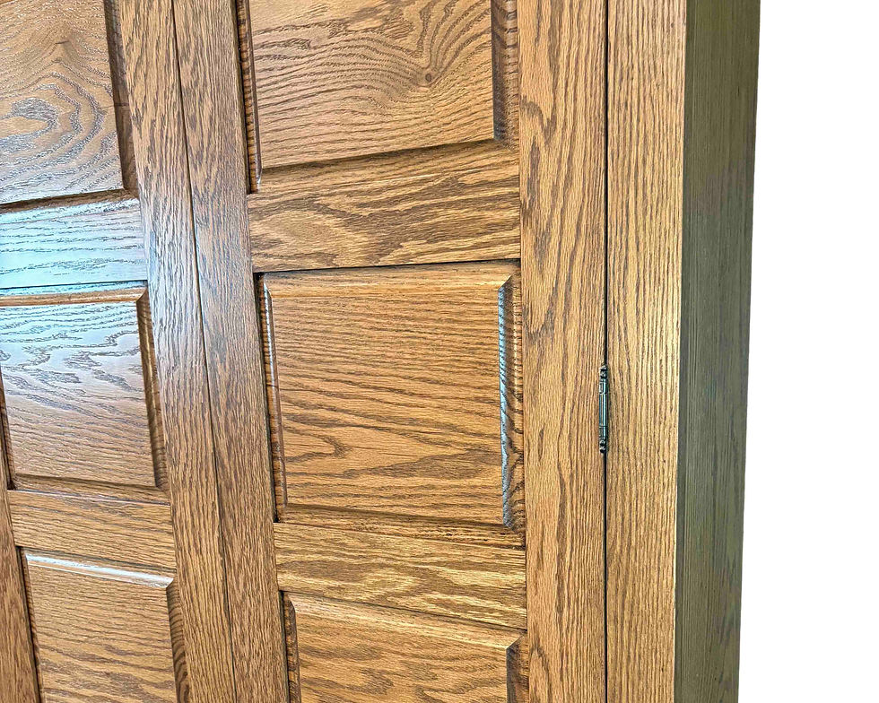 Close-up view of solid oak dining table surface showing natural wood grain