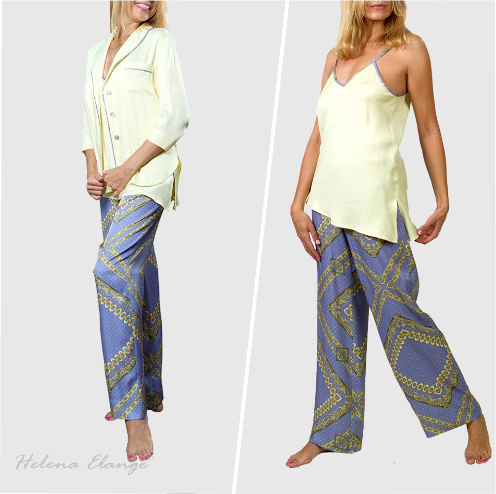 Home suit ” Lemon & violet” / shirt, trousers, top / Home wear/ Helena Elange