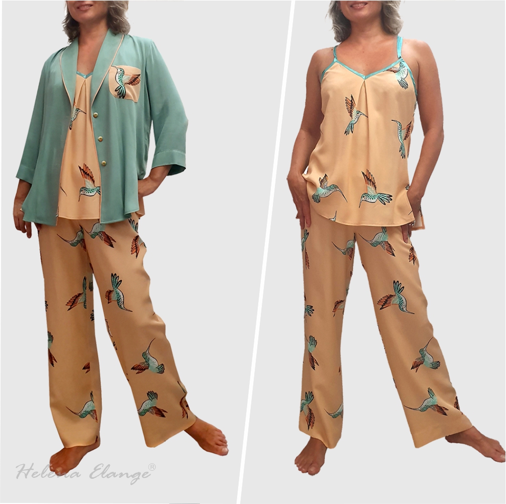 Home suit “Hummingbird & Pistachio” / Home wear/ Helena Elange