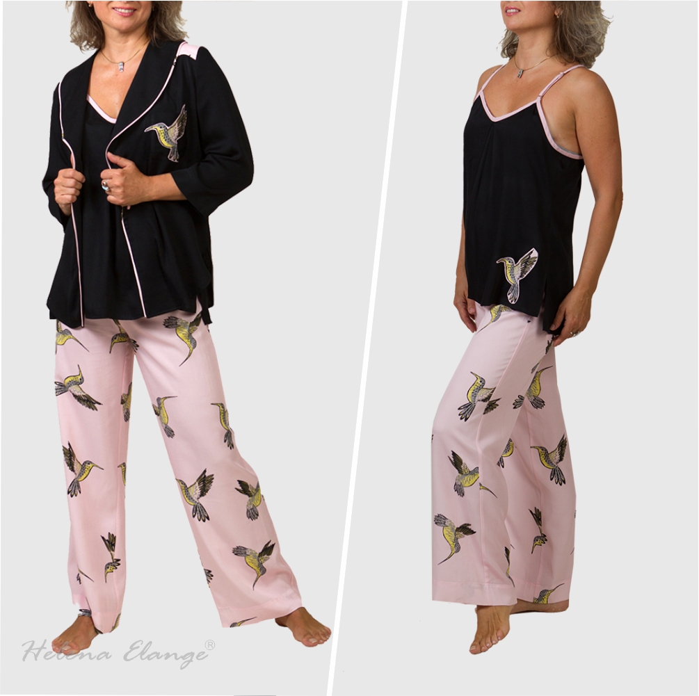 Home suit “Hummingbird” / shirt, trousers, top / Home wear/ Helena Elange