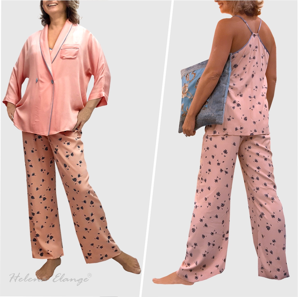 Home suit “Flamingo” / shirt, trousers, top / Home wear/ Helena Elange