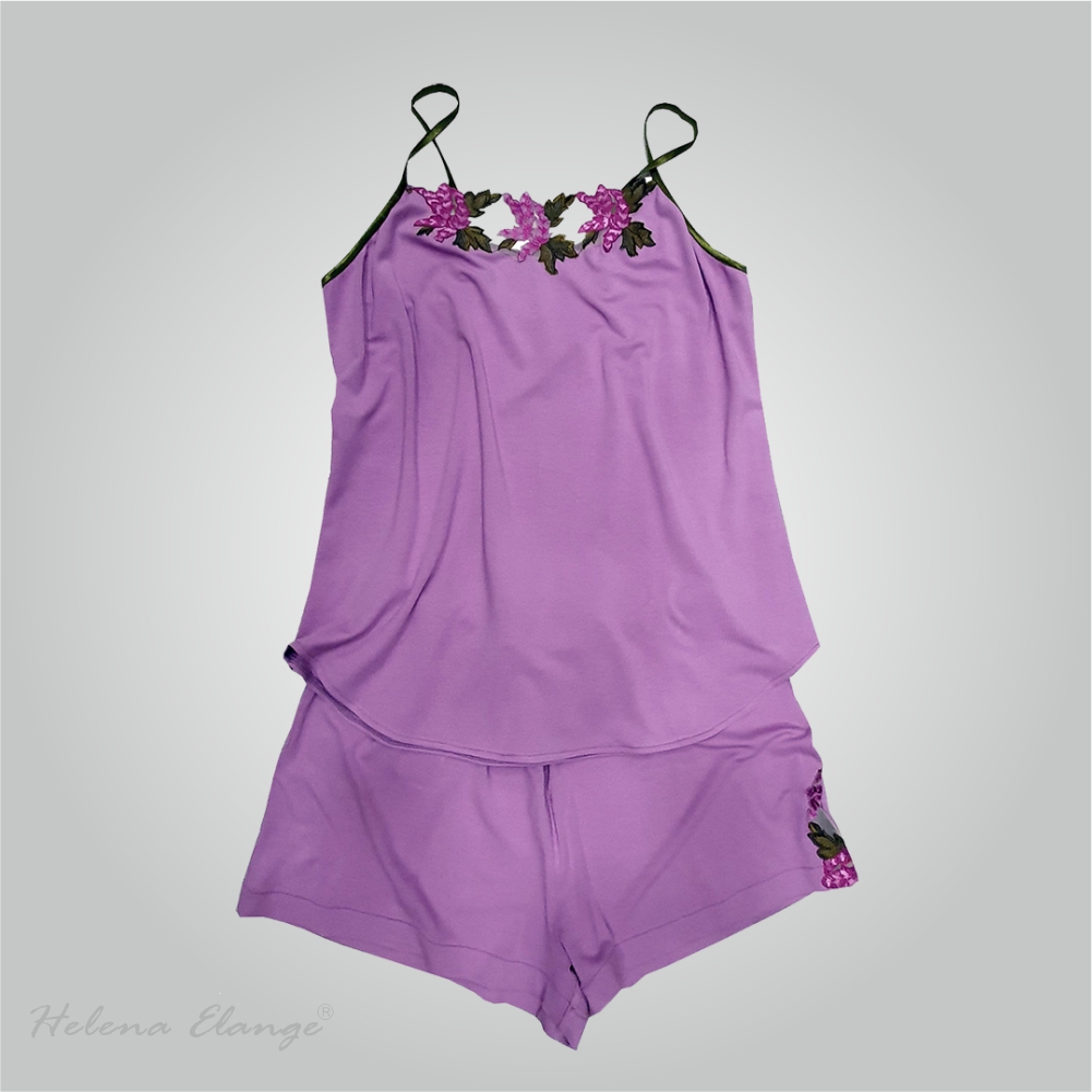 Pajamas with shorts “Flowers in lace” / Home wear/ Helena Elange