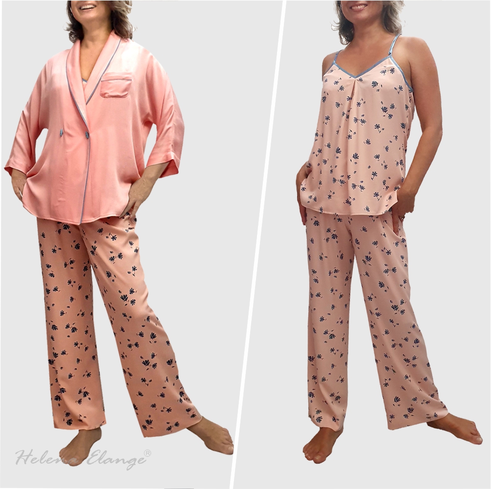 Home suit “Flamingo” / shirt, trousers, top / Home wear/ Helena Elange