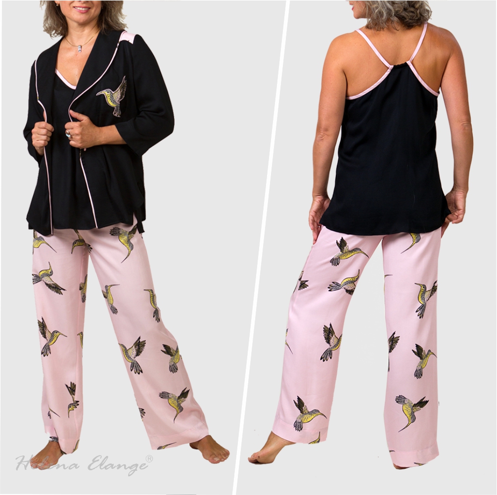 Home suit “Hummingbird” / shirt, trousers, top / Home wear/ Helena Elange