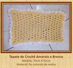 Tapete de Crochê Amarelo e Branco