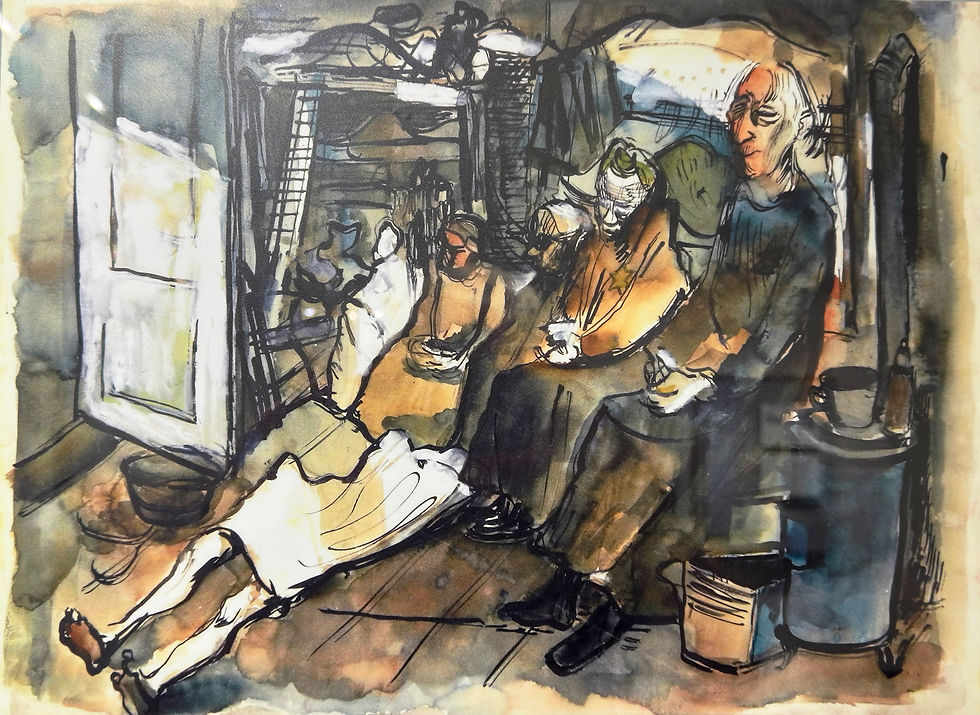 An artist's work portraying life in the Terezín camp.