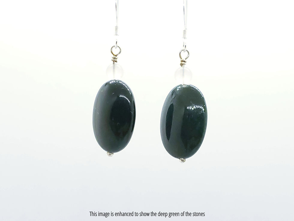 Thumbnail: Dark Green Jasper Earrings, image edited to show green color