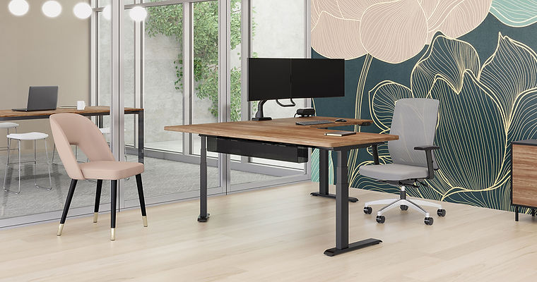 Ergonomic office workspace designed to improve comfort, posture, and productivity.