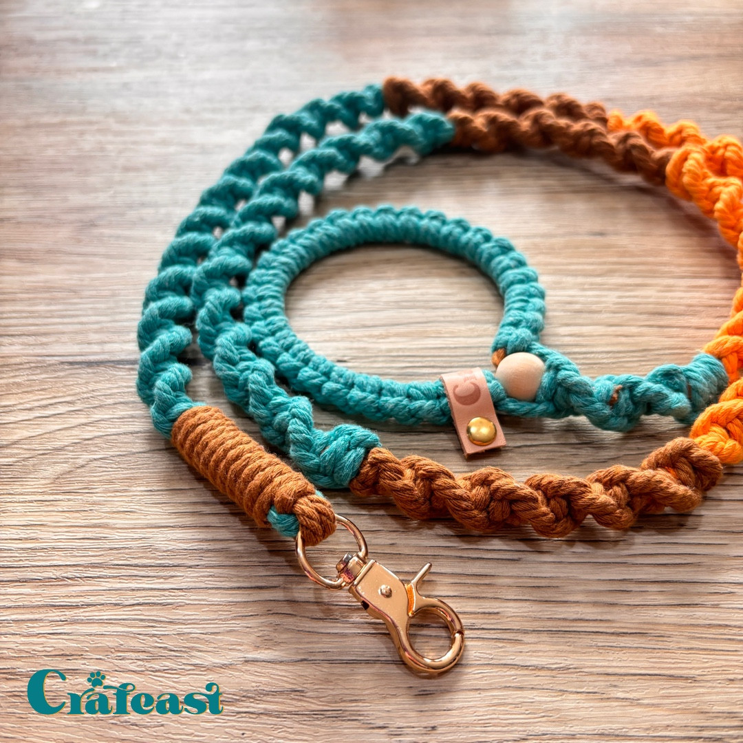 Orangey Teal Leash