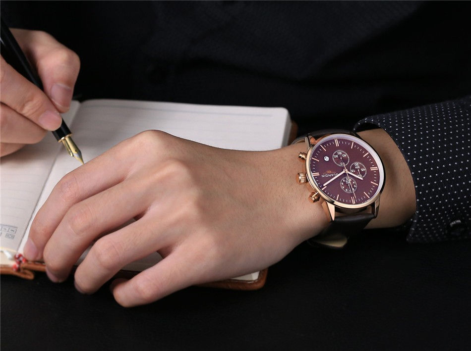 Миниатюра: Мужские брендовые часы класса люкс GUANQIN Brown Gold Brown