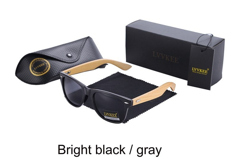 Миниатюра: Солнцезащитные очки высокого качества из бамбука и металла bright black blue