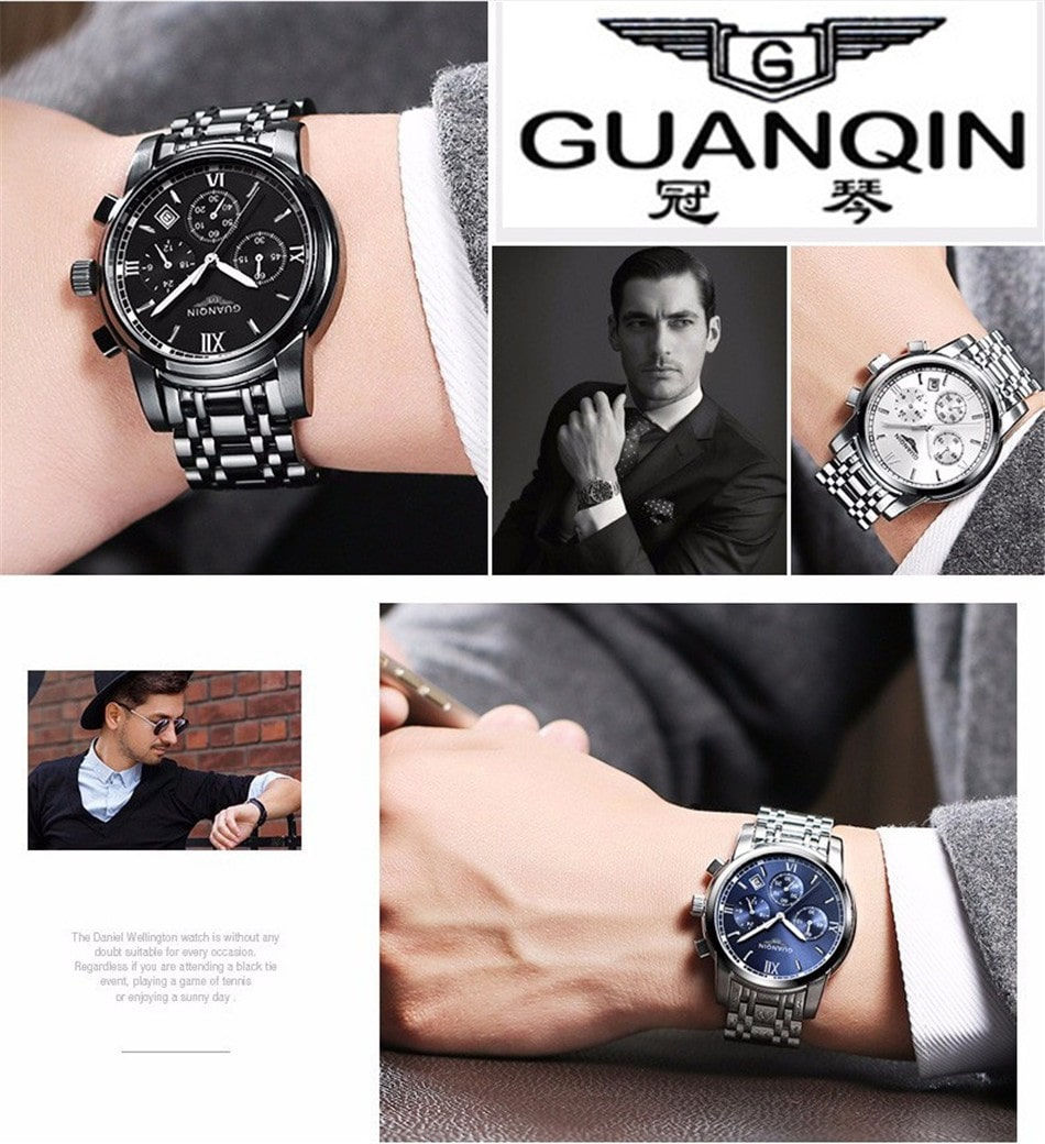 Миниатюра: Брендовые мужские часы GUANQIN GS19018 из нержавеющей стали Silver White