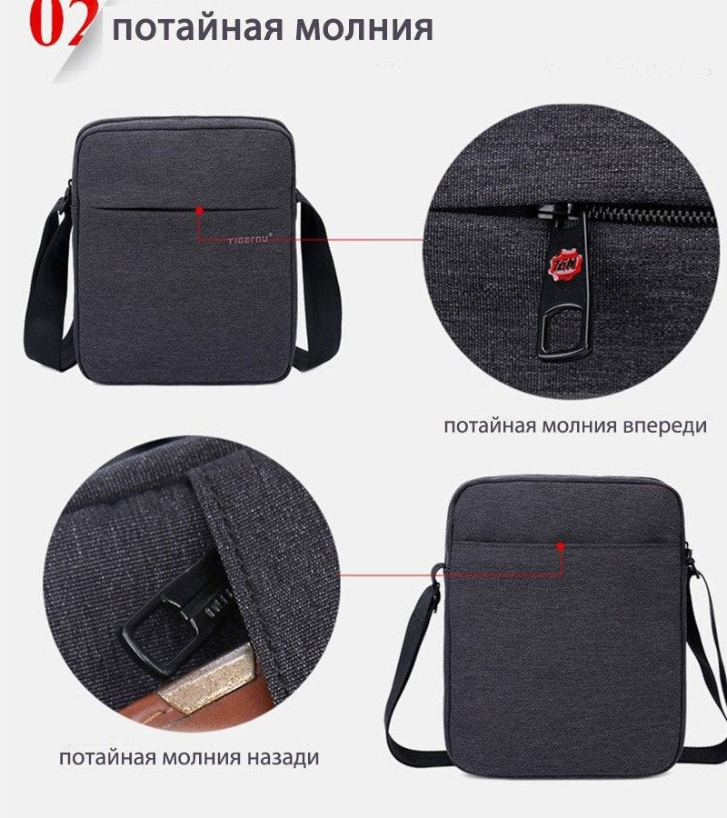 Миниатюра: Водонепроницаемая сумка-мессенджер высокого качества Tigernu dark gray