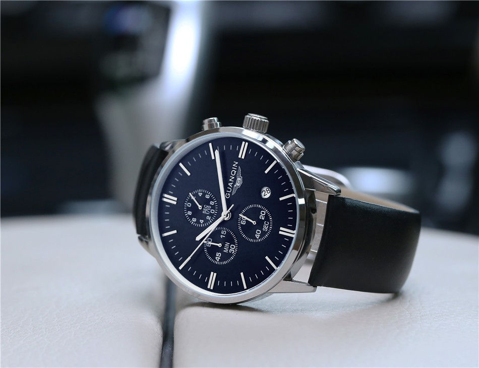 Миниатюра: Мужские брендовые часы класса люкс GUANQIN  Black Silver Black