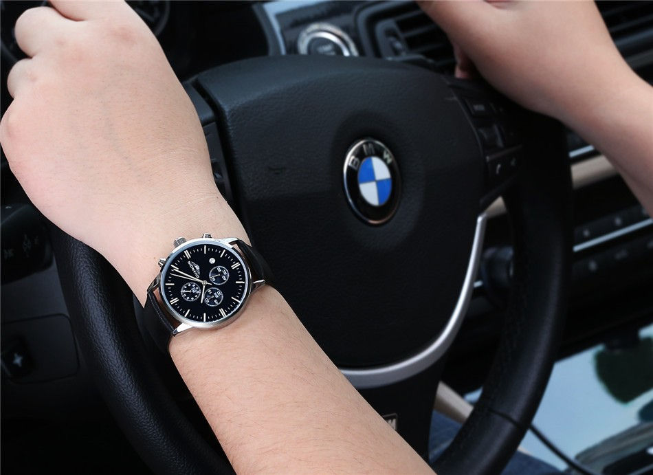 Миниатюра: Мужские брендовые часы класса люкс GUANQIN  Black Silver Black