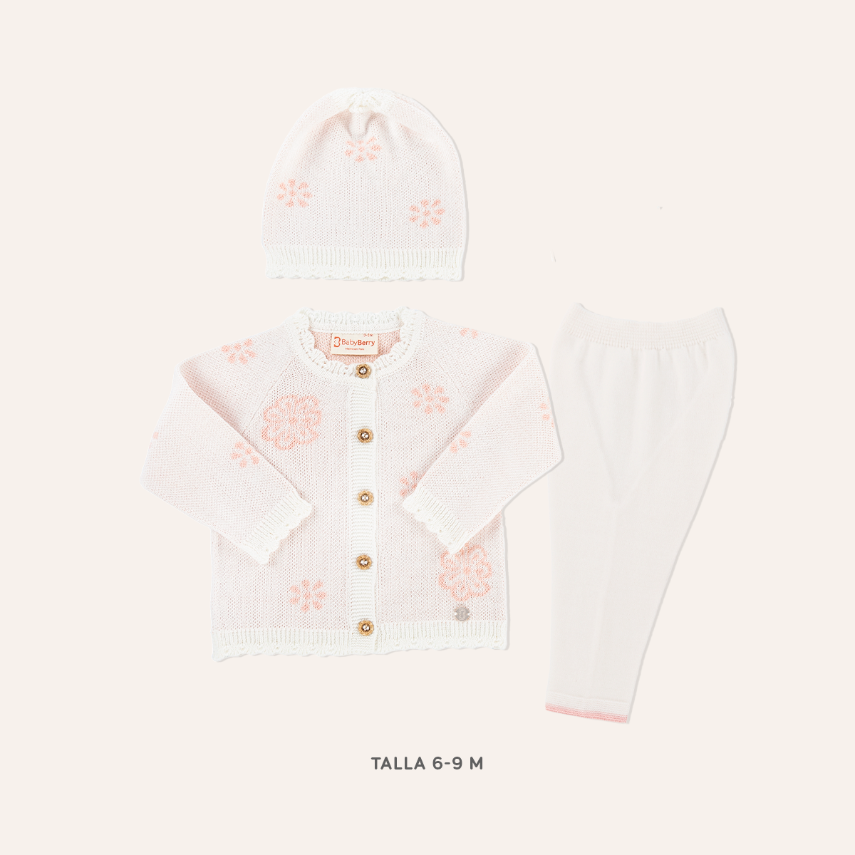 Set Florcita - Conjunto Tejido Abrigador