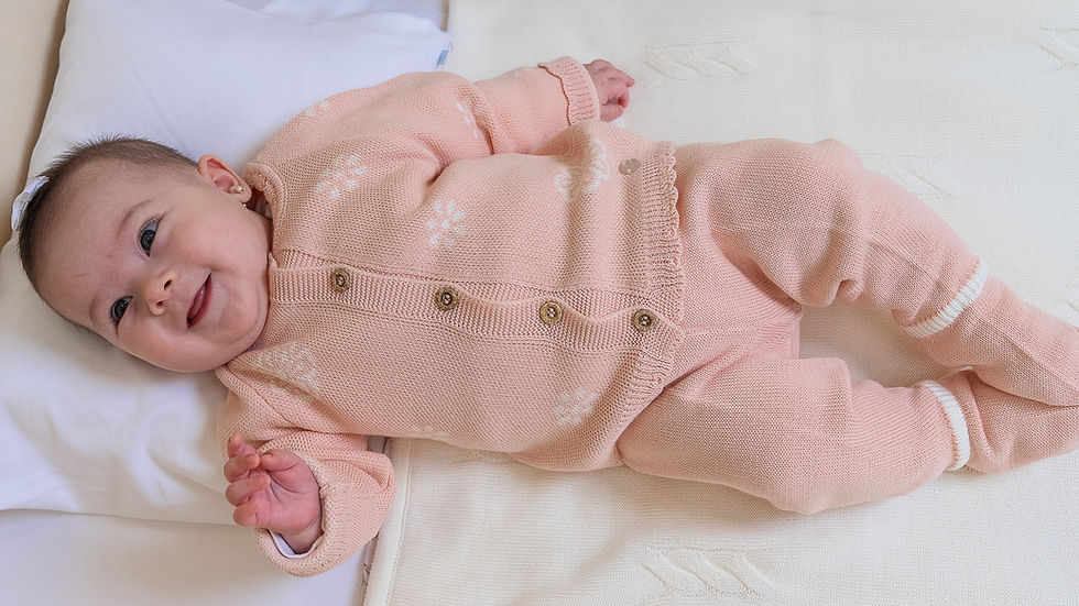Miniatura: Set Florcita para clima frío con doble tejido abrigador y suave para bebé niña.